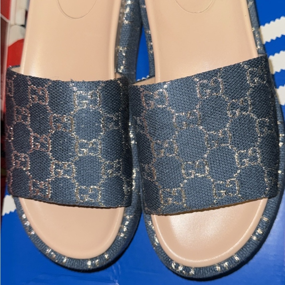 Gucci Denim Blue Platform Sandals - Picture 2 of 5